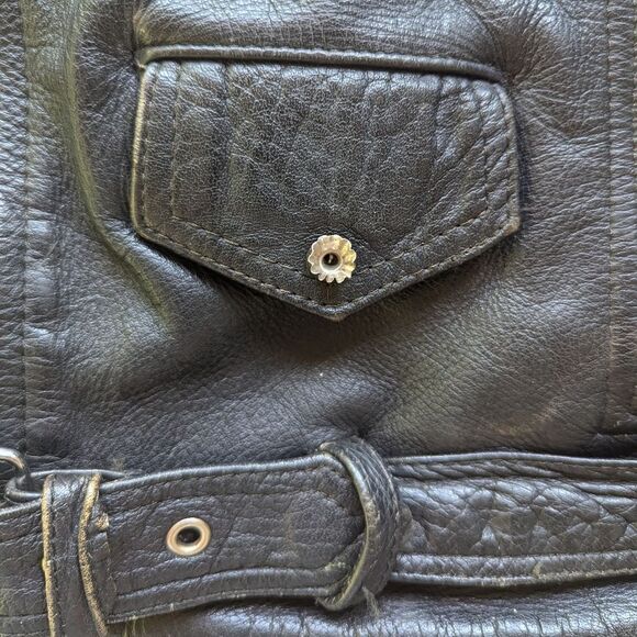 Harley-Davidson Vintage 80s Heavy Leather Motorcycle Jacket Sz 44 L - Picture 4 of 14